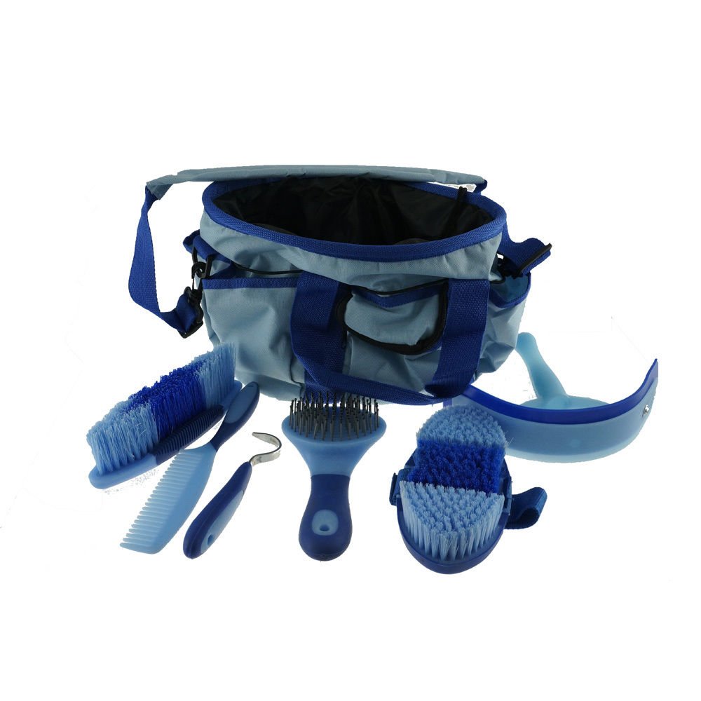 Portable Equine Grooming Tools Kit Horse Care Bag 7 Pieces-Blue Portable Equine Grooming Tools Kit Horse Care Bag 7 Pieces-Blue - Image 1